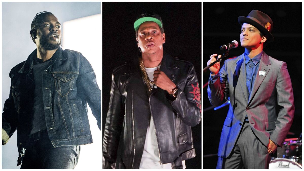 Kendrick Lamar, Jay-Z and Bruno Mars