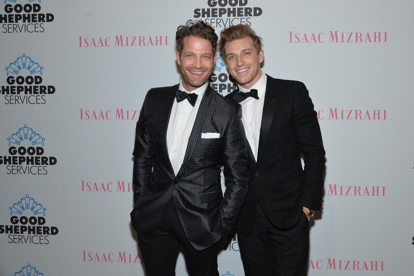 Nate Berkus weds Jeremiah Brent in New York. The couple is shown at the Good Shepherd Services Spring Party hosted by Isaac Mizrahi at Stage 37 in April in New York City.