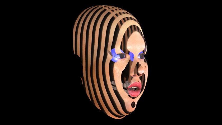 "Digital self-portrait," 3D rendering, 2019, by Gabriela Ruiz at the Vincent Price Art Museum at East L.A. College.