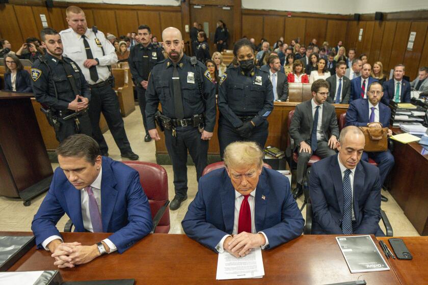 FILE - Former President Donald Trump appears at Manhattan criminal court before his trial in New York, May 16, 2024. Testimony in the hush money trial of Donald Trump is set to conclude in the coming days, putting the landmark case on track for jury deliberations that will determine whether it ends in a mistrial, an acquittal, or the first-ever felony conviction of a former American president. (Steven Hirsch/Pool Photo via AP, File)