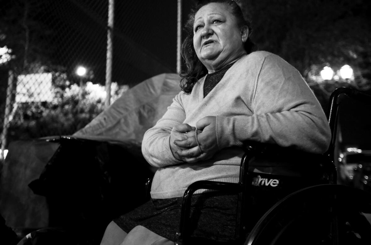 Isabella, who goes by Bella, lives on a sidewalk in Hollywood and uses a wheelchair.