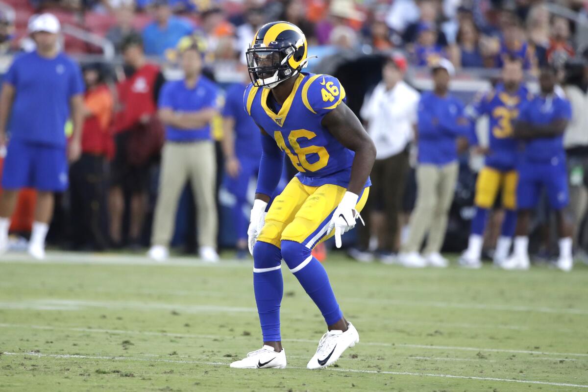 Rams defensive back Nick Scott during a preseason game against the Denver Broncos on Saturday.