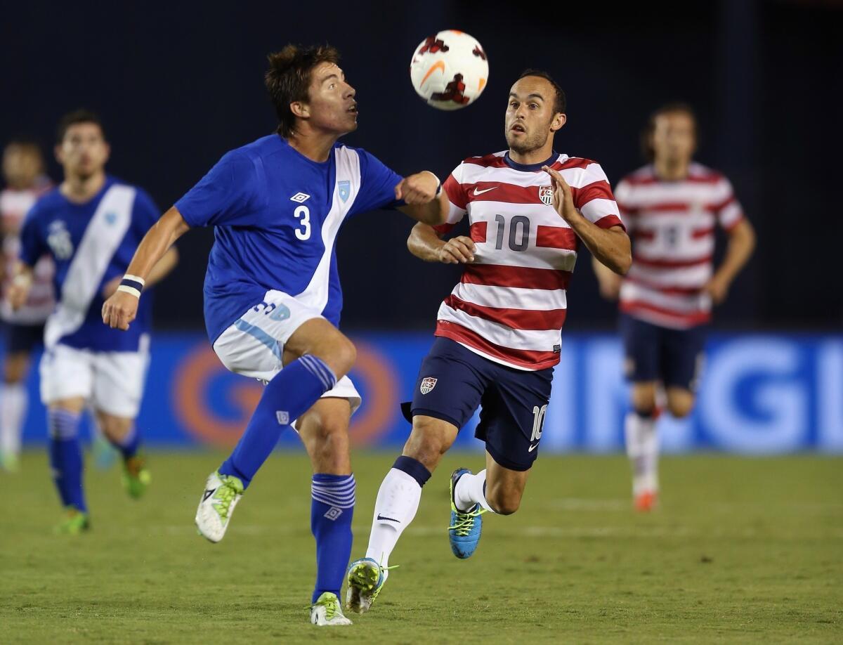 Landon Donovan of the U.S., shown pursuing the ball against Guatemala's Enoc Vasquez, sees the Gold Cup as an opportunity to help himself to a World Cup spot.