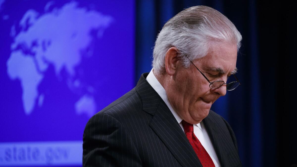 Outgoing U.S. Secretary of State Rex Tillerson.