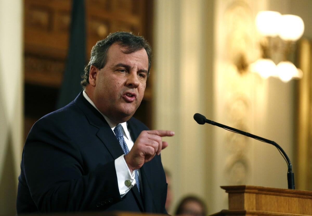 New Jersey Gov. Chris Christie, shown here in January, said that the charges announced Friday “make clear that what I've said from Day One is true. I had no knowledge or involvement in the planning or execution of this act."