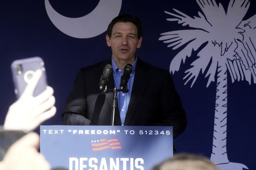 Florida Gov. Ron DeSantis speaks at a campaign event in Bluffton, S.C., on Friday, June 2, 2023. On the heels of his official campaign launch, DeSantis has been visiting the early voting states of Iowa, New Hampshire and South Carolina this week. (AP Photo/Meg Kinnard)