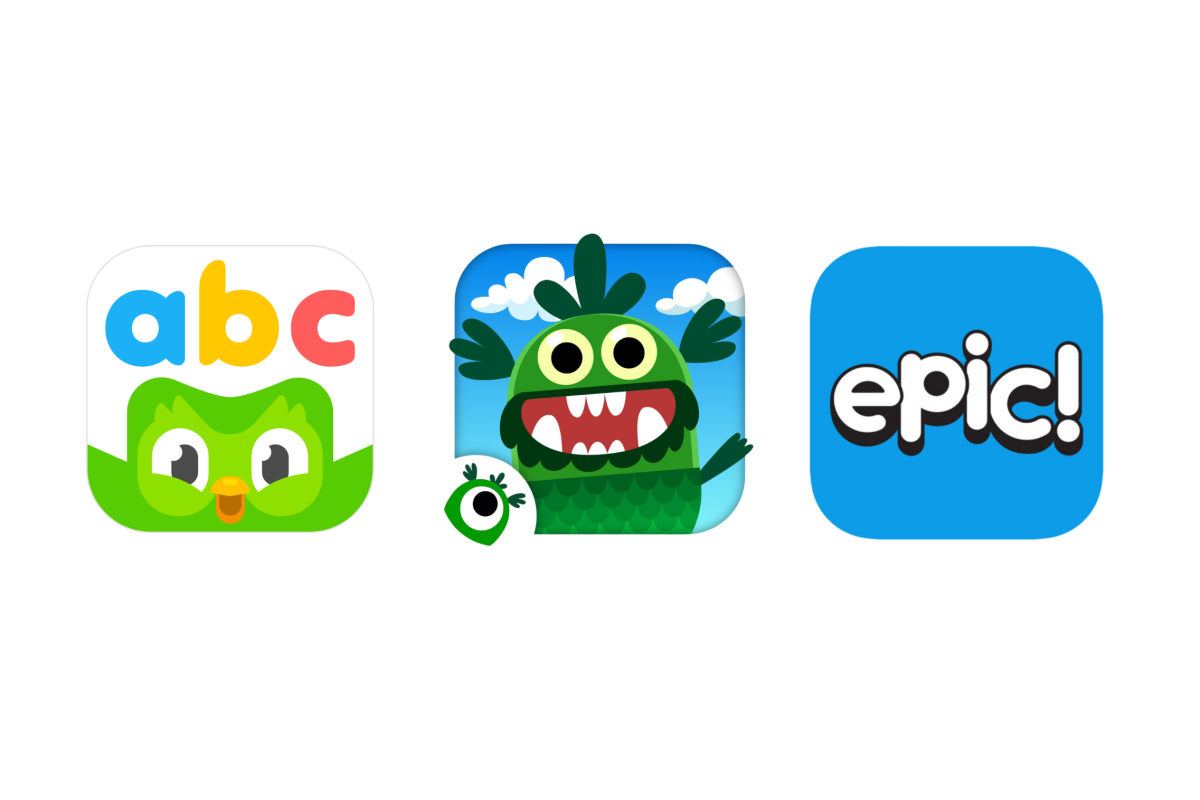 3 app logos show Duo ABC's, Teach Your Monster to Read and EPIC