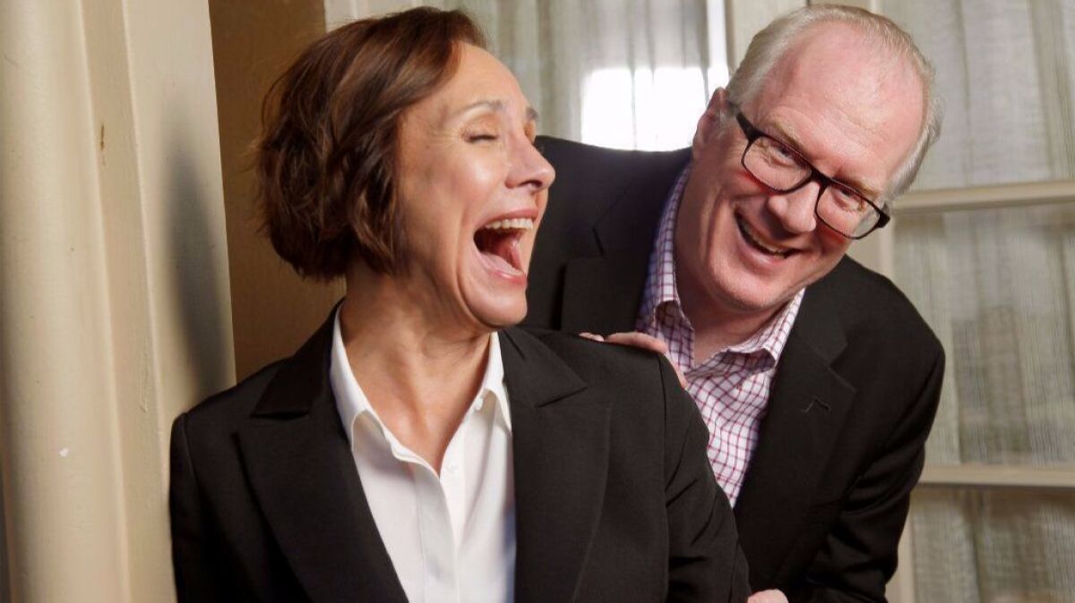 Actress Laurie Metcalf and writer and actor Tracy Letts for a feature on Greta Gerwig's directorial debut "Lady Bird," opening Friday, in which they play the parents of a feisty teenager (Saoirse Ronan).
