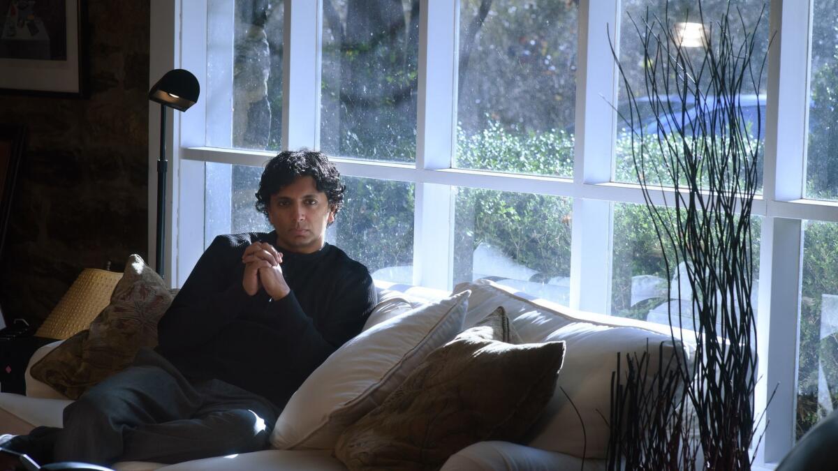 Director M. Night Shyamalan is seen in his office at Blinding Edge Pictures in Media, PA.