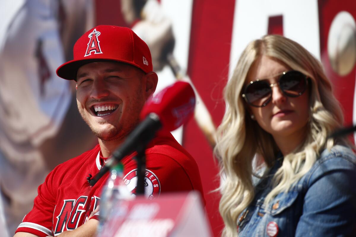 Angels star Mike Trout and his wife, Jessica.