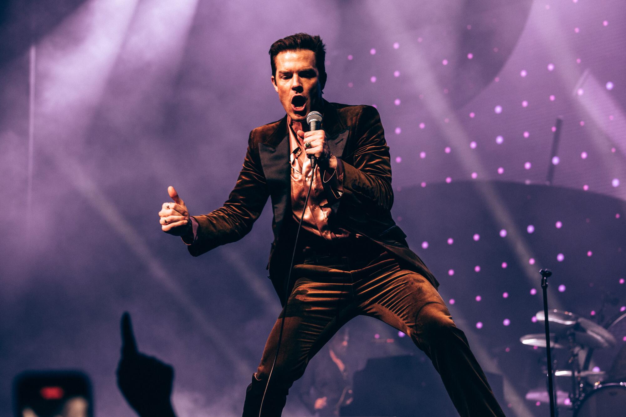 The Killers' Brandon Flowers performs onstage