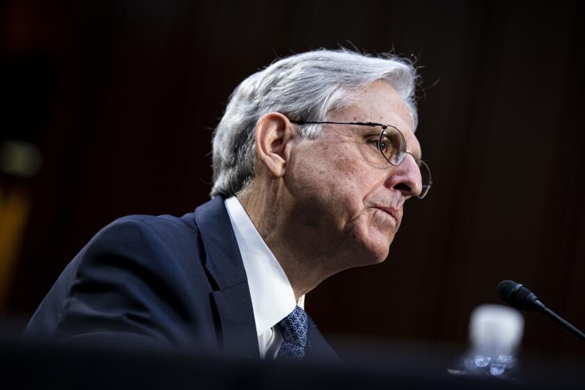 Judge Merrick Garland, nominee to be Attorney General, testifies at his confirmation hearing before the Senate Judiciary Committee, Monday, Feb. 22, 2021 on Capitol Hill in Washington. (Al Drago/Pool via AP)