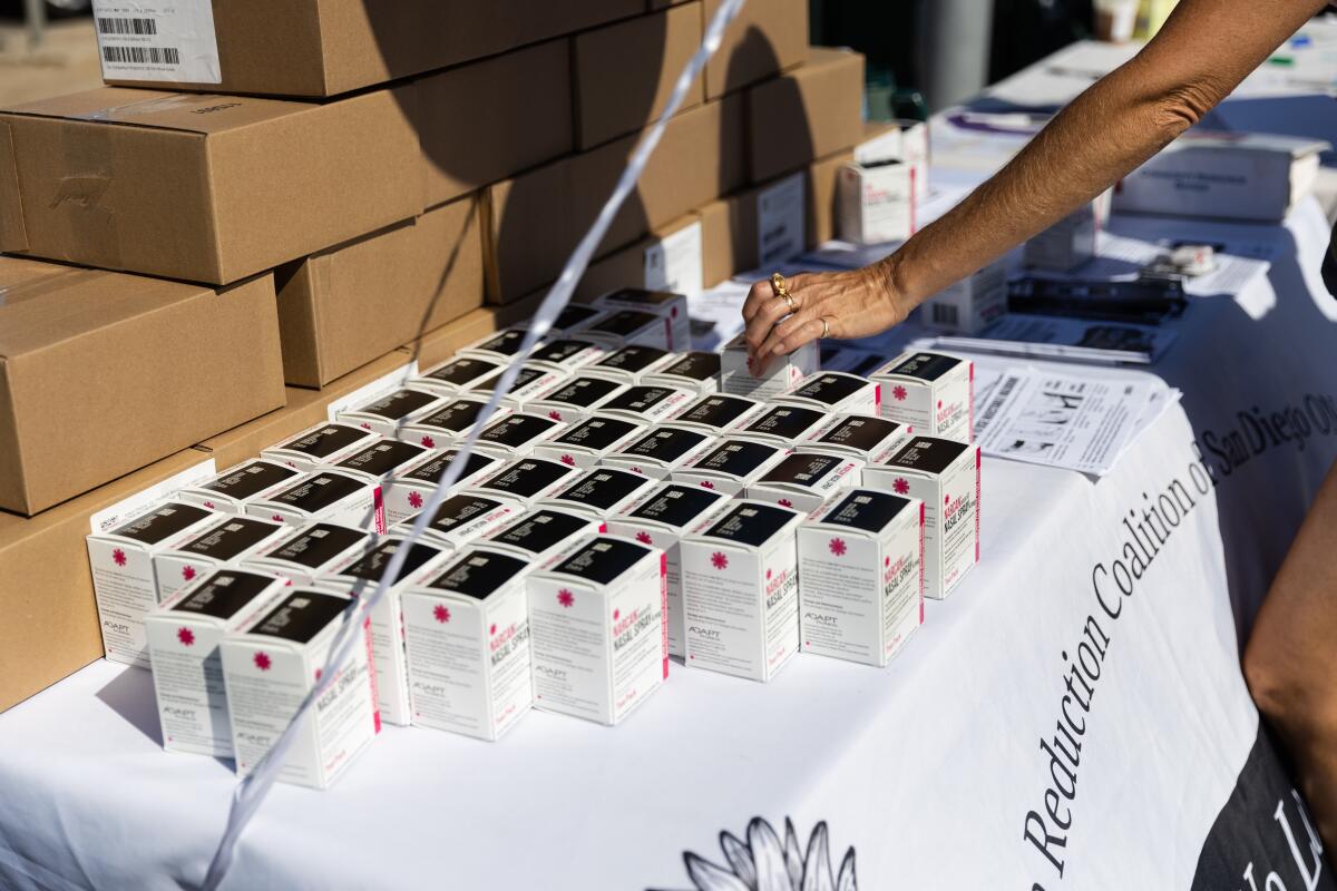 Boxes of Narcan were given out to attendees for free during an International Overdose Awareness Day.