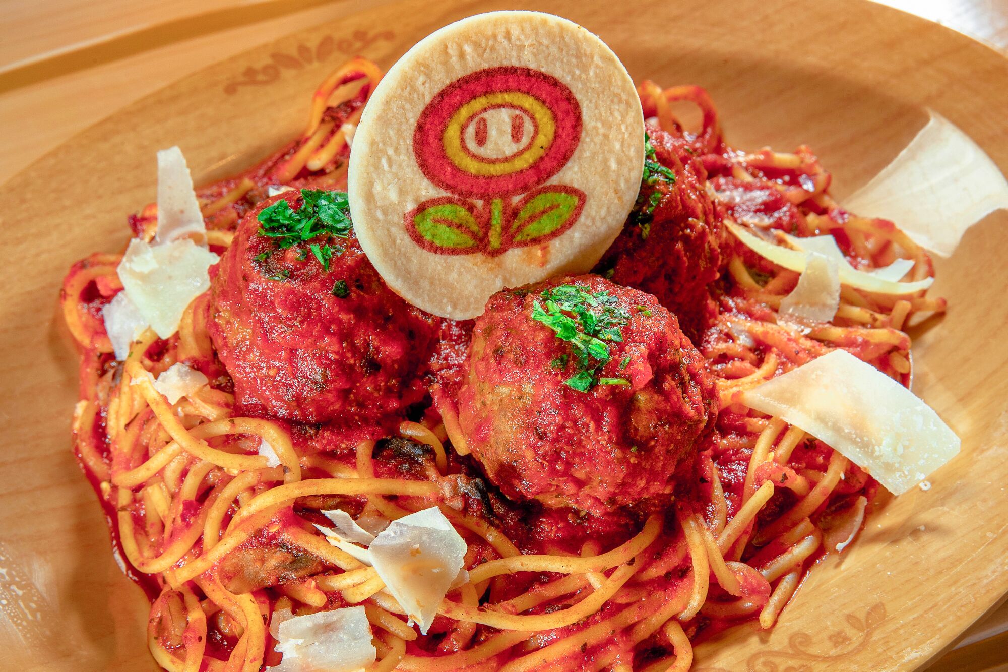 Fire Flower Spaghetti & Meatballs are on the menu at Toadstool Cafe.