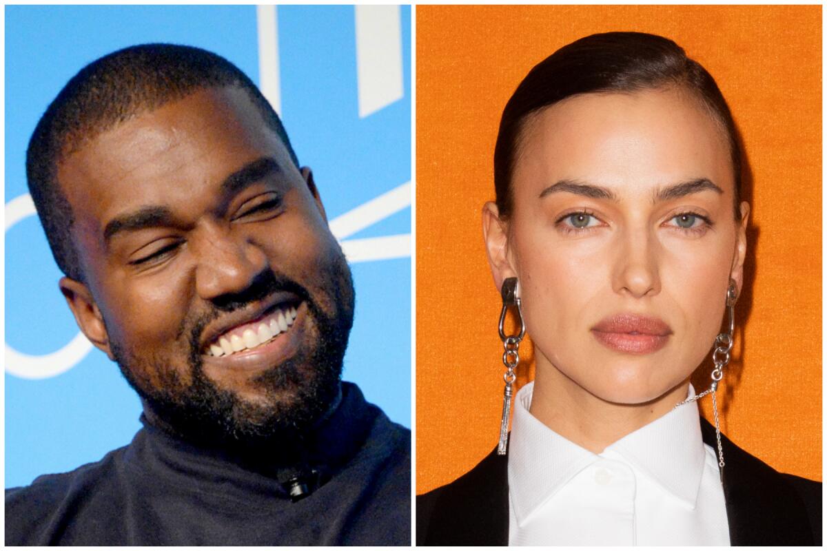 Headshots of Kanye West and supermodel Irina Shayk