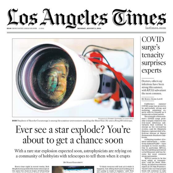 Front Page of Today's L.A. Times