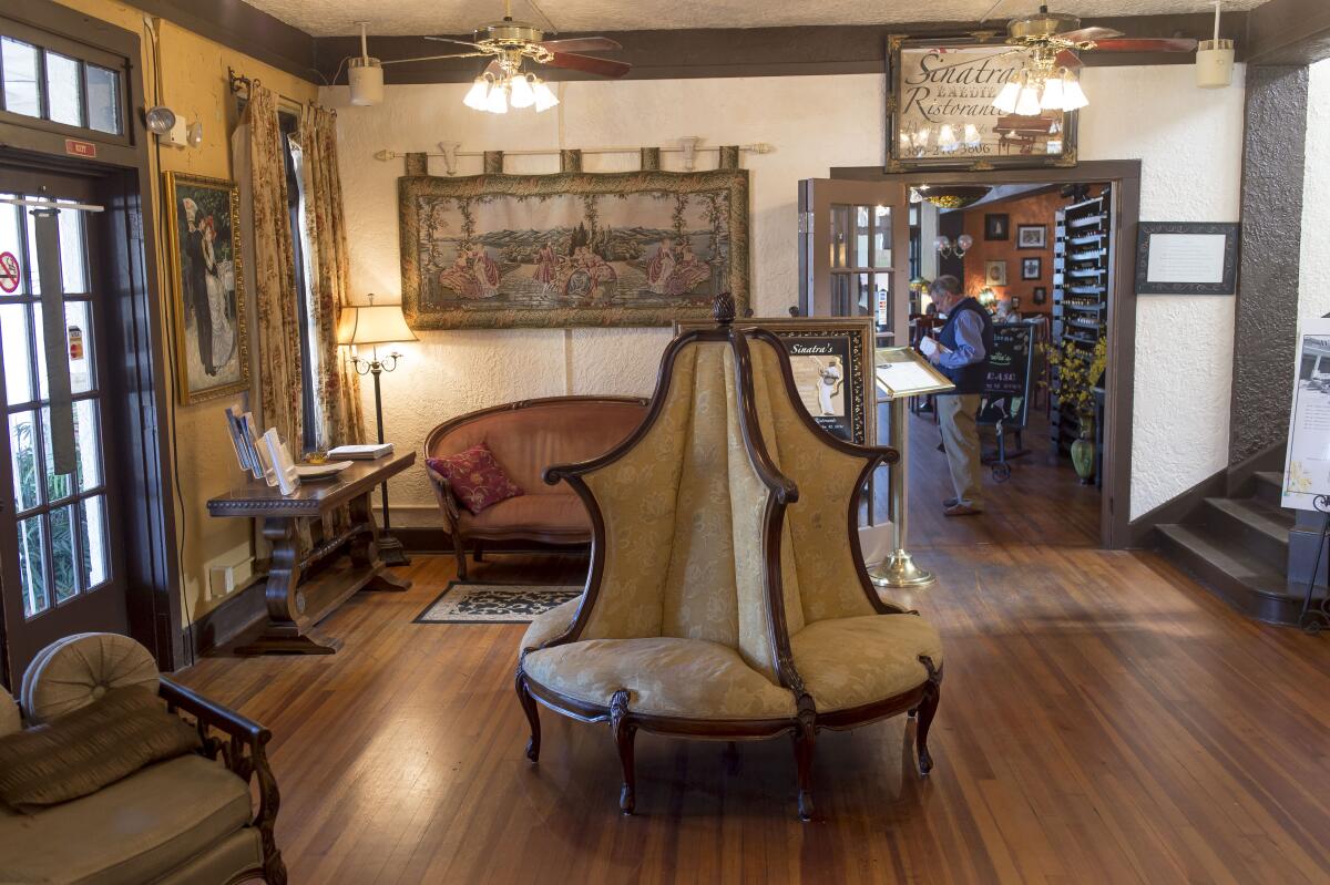 The lobby of the Cassadaga Hotel.