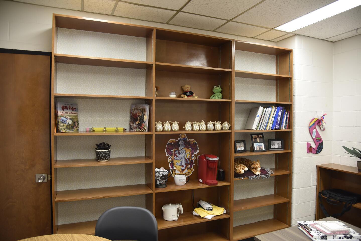 Lisa Shorrt, a new assistant principal at Hillcrest Elementary School, keeps coffee and Harry Potter memorabilia among her office supplies.