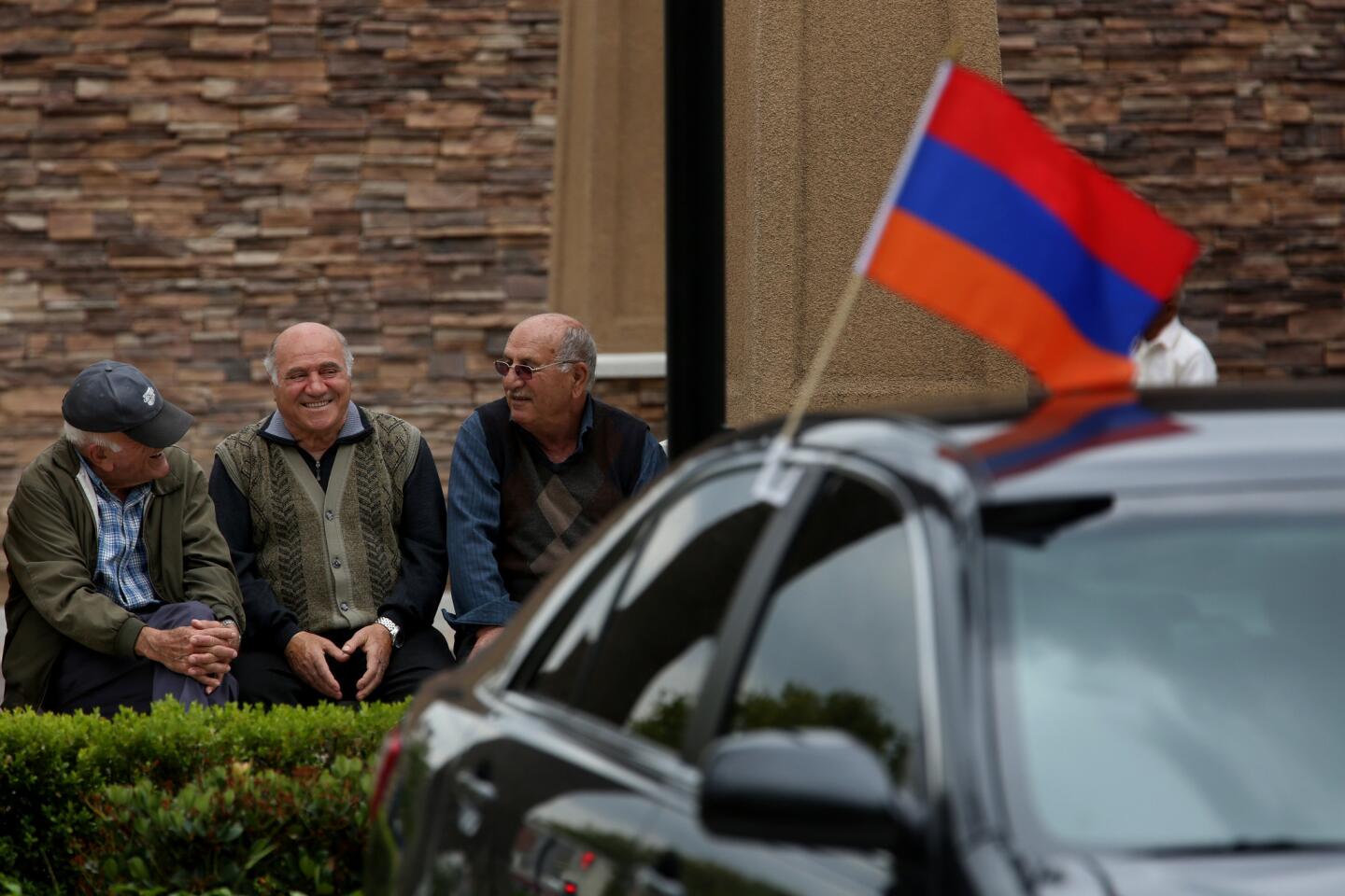 An Armenian flag flutters at the Adult Recreation Center in Glendale. The Armenian genocide took place from 1915 to 1918 under the Ottoman Empire. The Turkish government disputes that a genocide took place.