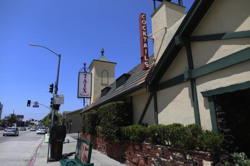 Gary CoronadoLos Angeles Times TAIX FRENCH Restaurant, an Echo Park favorite for generations of diners and Dodgers fans, is making way for a mixed-use project. It will operate until construction begins, then reopen in the new facility.