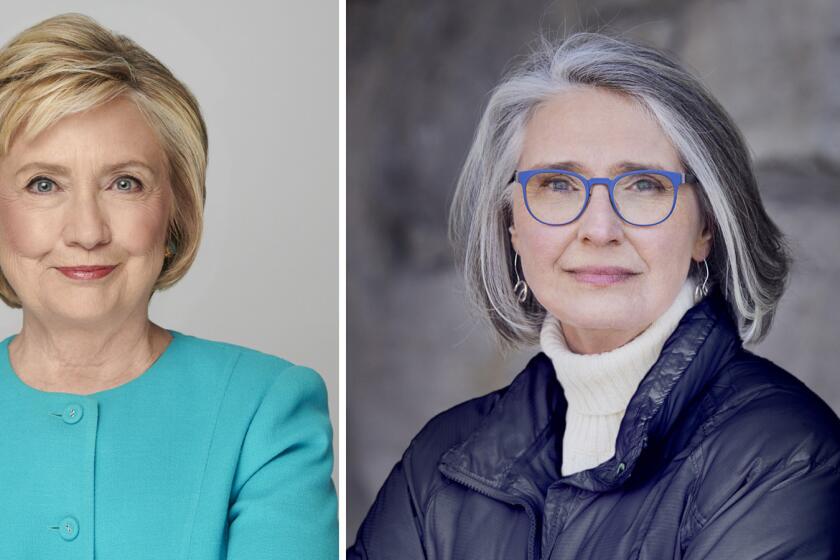Headshots of Hillary Clinton, left, and novelist Louise Penny