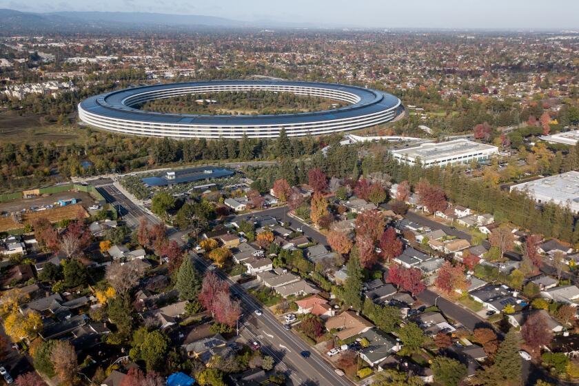 CUPERTINO, CA - NOVEMBER 30, 2018 -Apple HQ is seen from above in Cupertino, California on November 30, 2018. (Josh Edelson/For the Times)