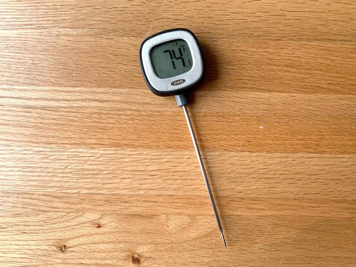 A digital instant-read thermometer.
