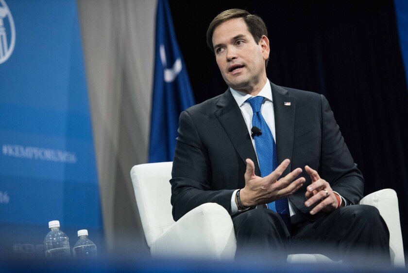 Republican presidential candidate Marco Rubio speaks at an economic forum in Columbia, S.C. on Jan. 9. Rubio was interrupted multiple times by protesters angry about his immigration policy.