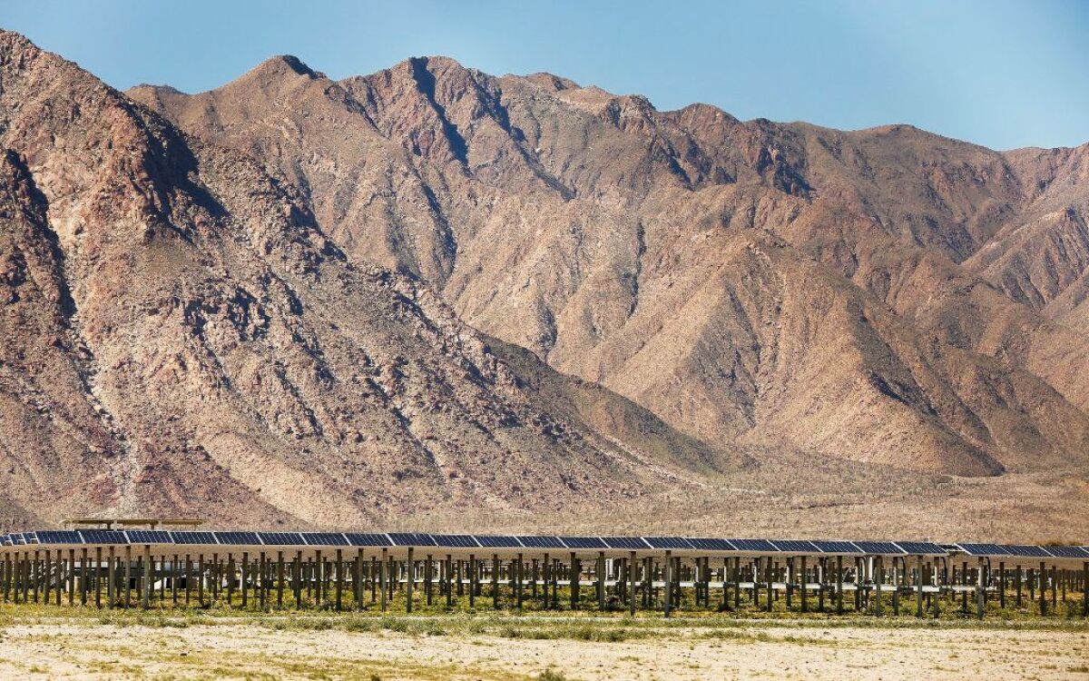 This 26-megawatt solar farm on the outskirts of Borrego Springs, which is owned by Clearway Energy, can provide power to San Diego Gas & Electric's nearby microgrid.