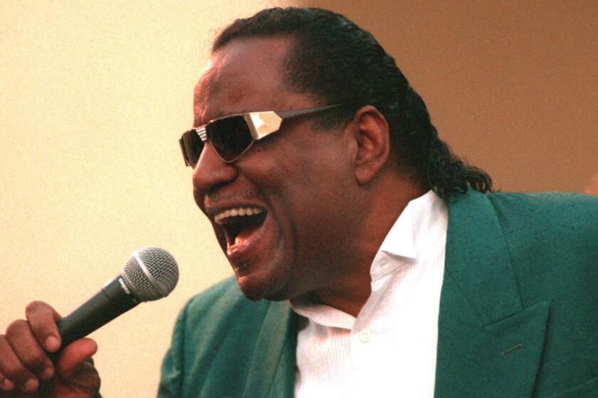 Blind Boys 08/19/95#44069ÑClarence Fountain lead singer for the gospel group , Five Blind Boys of Alabama ,as they performed at the San Juan Capistrano Regional Library, San Juan Capistrano. Reporter:Matsumoto
