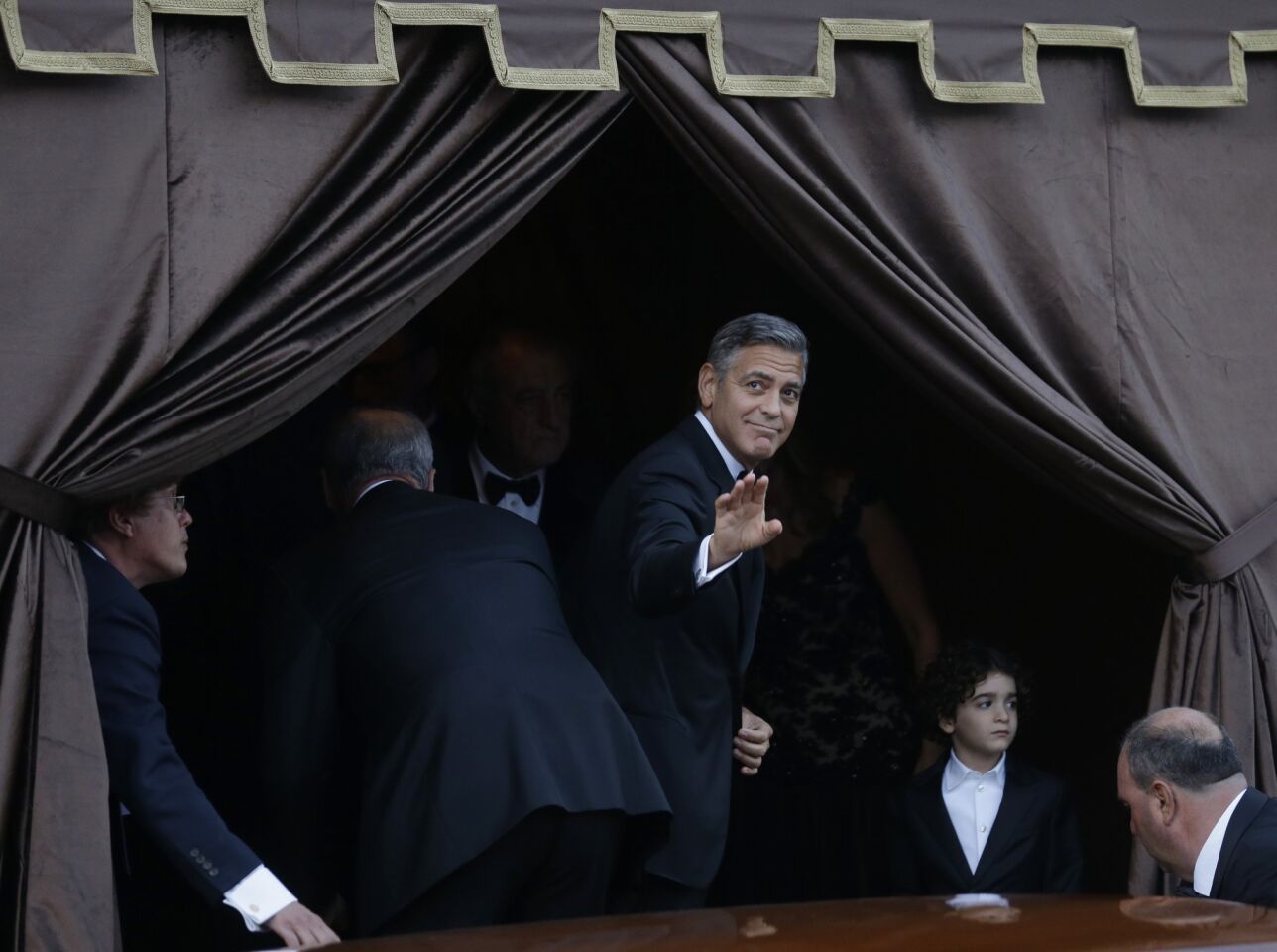 George Clooney arrives Saturday at Venice's Aman Canal Grande hotel, where he and Amal Alamuddin will celebrate their marriage.