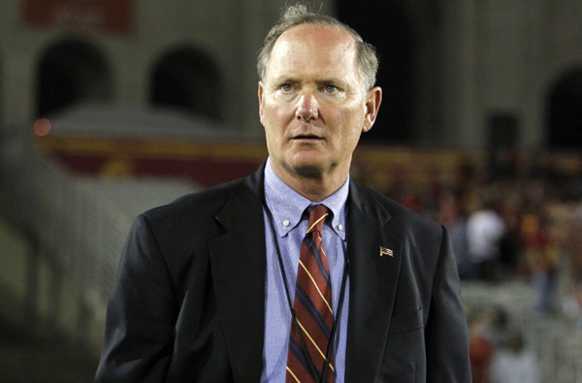 USC Athletic Director Pat Haden said the recent meeting with NCAA officials had been scheduled before the governing body announced a restoration of scholarships for Penn State.