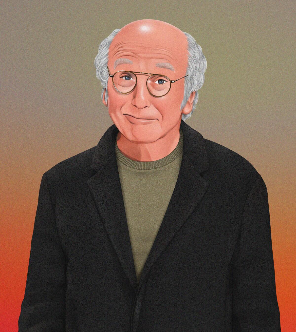 An illustration of Larry David