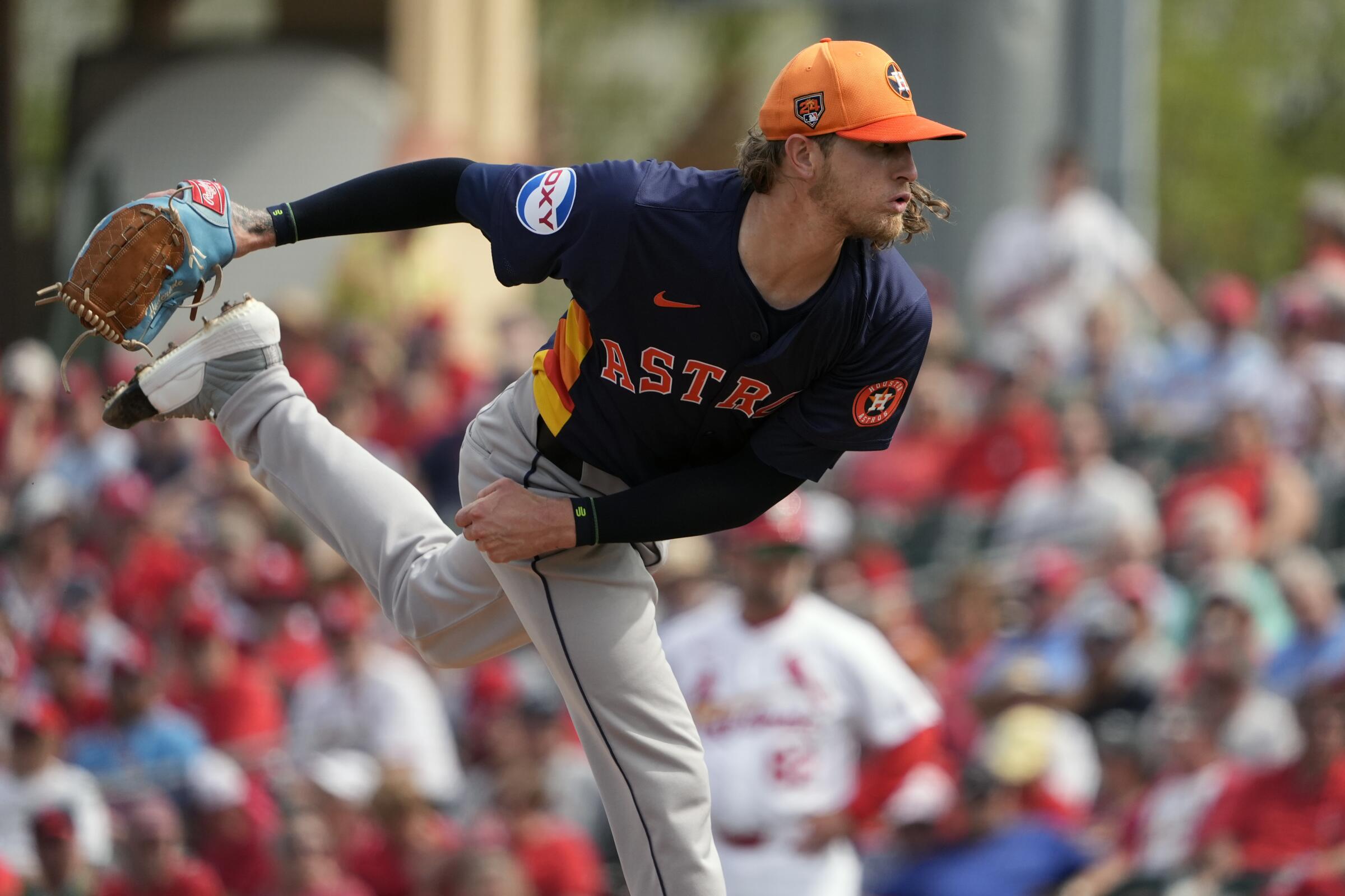 Houston Astros pitcher Josh Hader throws during the fifth inning of a spring training game.