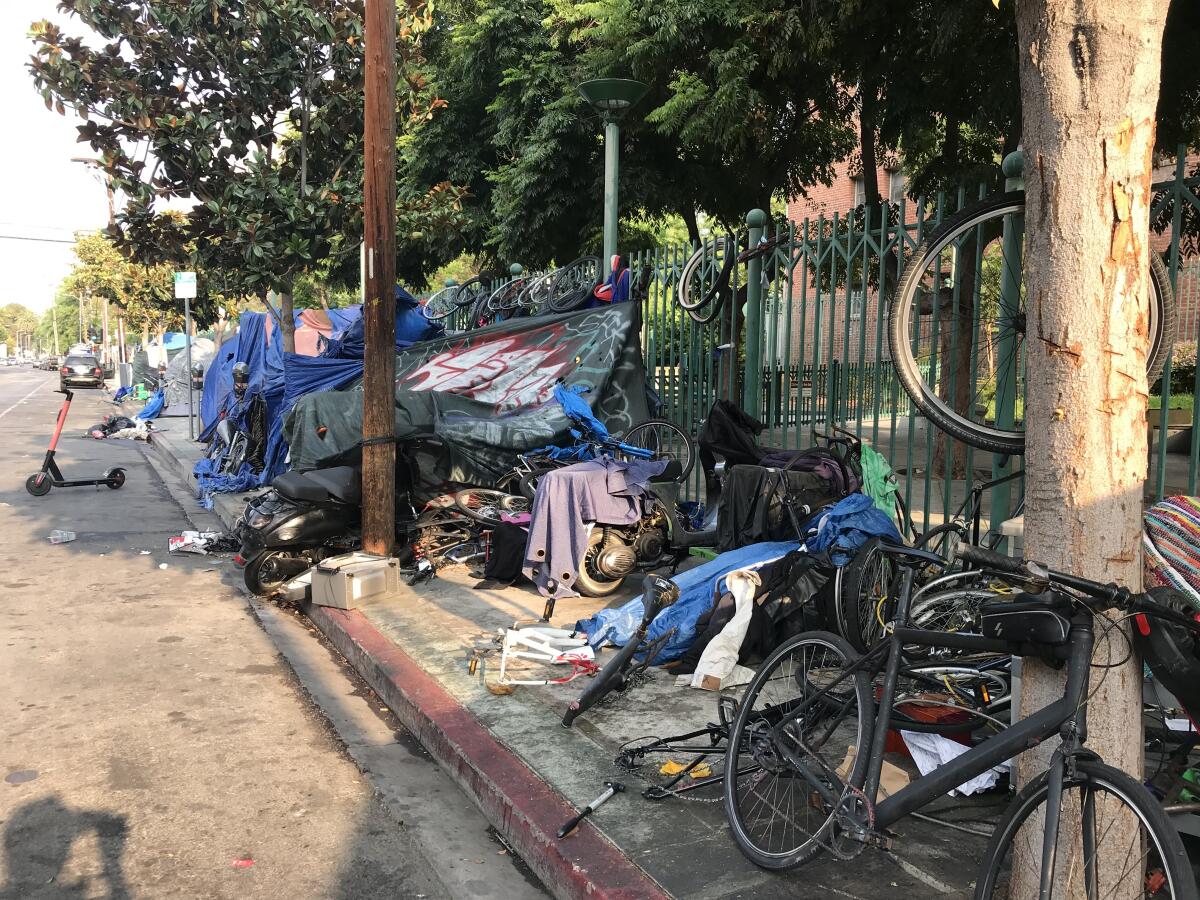 Homeless encampment in Hollywood.