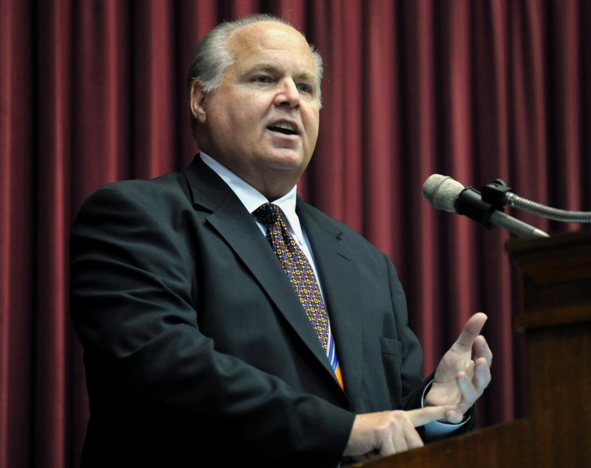 Rush Limbaugh, pictured in 2012, told listeners Monday that he has lung cancer.