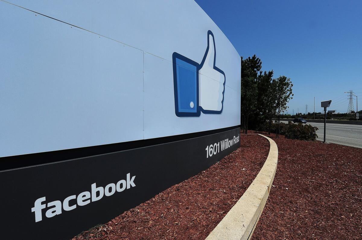 Facebook's main campus in Menlo Park, Calif.