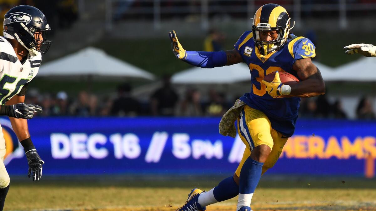 Rams running back Todd Gurley has not practice this week because of inflammation in his left knee.