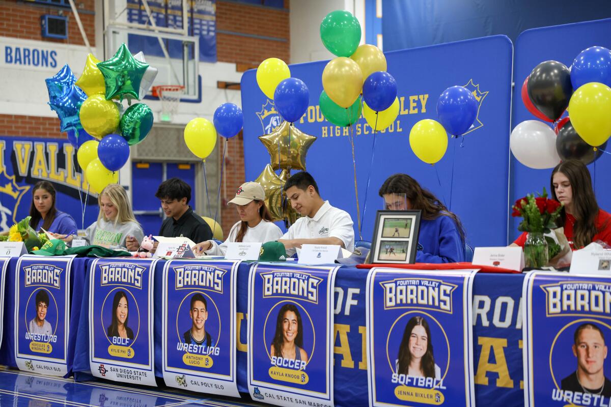 Fountain Valley athletes sign a National Letter of Intent to play their sport for a four-year college or university.