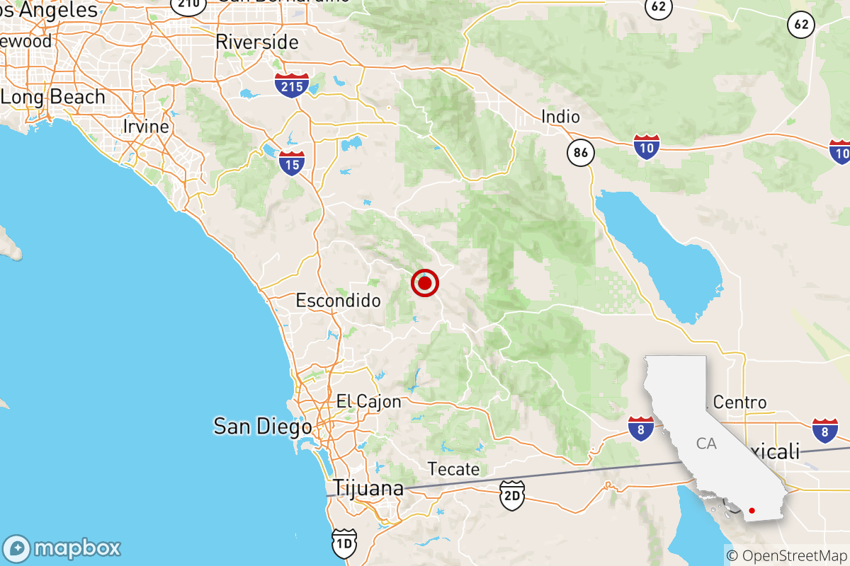 An earthquake was reported Tuesday morning near Ramona, Calif.