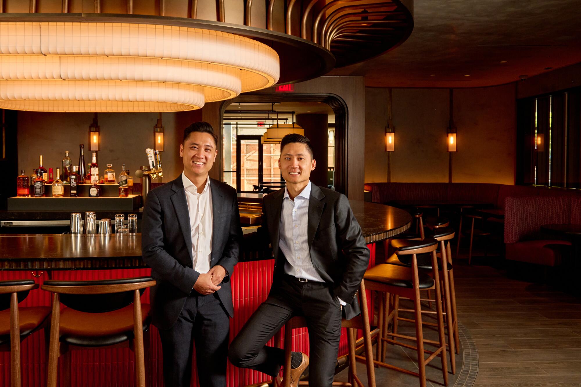 Brothers Aaron and Albert Yang in the bar at Din Tai Fung.