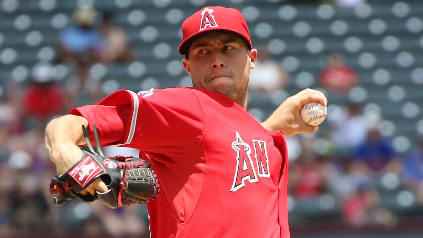 Tyler Skaggs delivers a pitch during a game against the Texas Rangers on July 13, 2014.