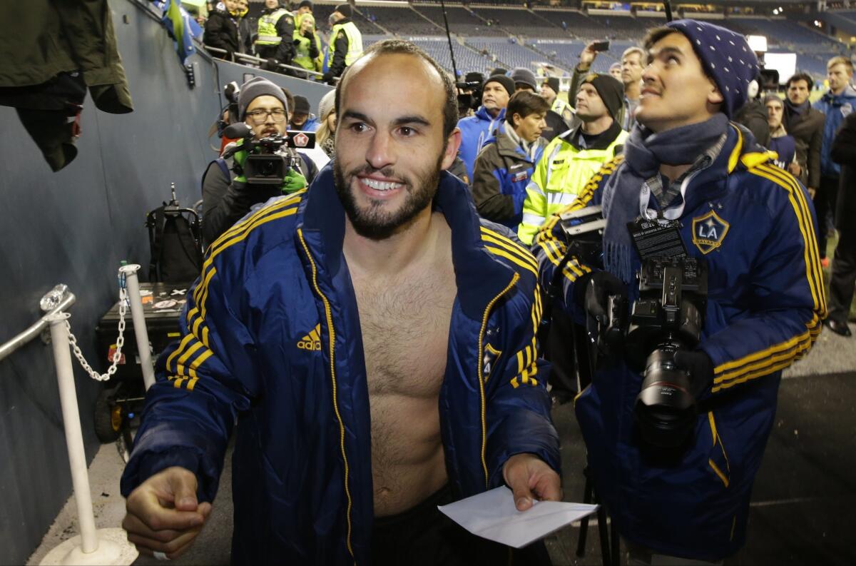 Galaxy's Landon Donovan leaves the field after the second leg of the MLS Western Conference final against the Seattle Sounders on Sunday.