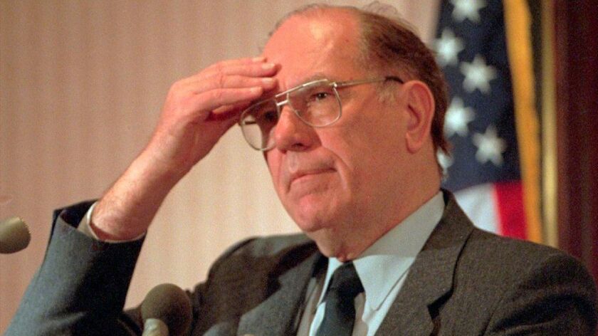 Lyndon H. LaRouche Jr. gestures during a news conference in Arlington, Va., on Feb. 3, 1994.