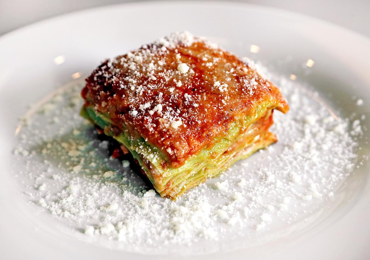 Lasagna from Edo by Edoardo Baldi at the Grove.