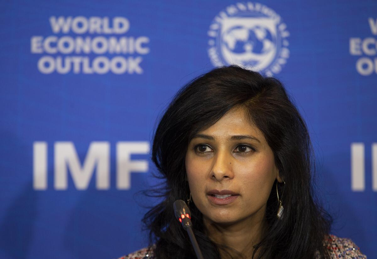 International Monetary Fund Chief Economist Gita Gopinath in 2019.