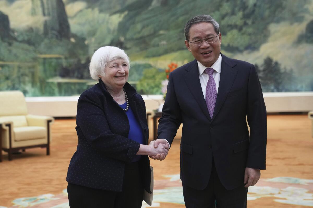 U.S. Treasury Secretary Janet Yellen meets Chinese Premier Li Qiang.