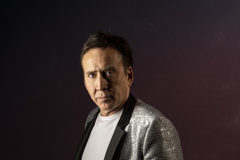 Actor Nicolas Cage from, "The Unbearable Wight Of Massive Talent," poses for a portrait at the LA Times Photo Studio