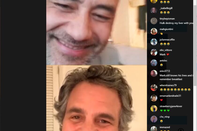 I see you, MCU heroes: Taika Waititi (above), Mark Ruffalo (below), Tessa Thompson (not pictured) and more than 12,000 fans took part in Waititi's Instagram Live watch party for the Marvel Cinematic Universe hit, "Thor: Ragnarok" on April 9.