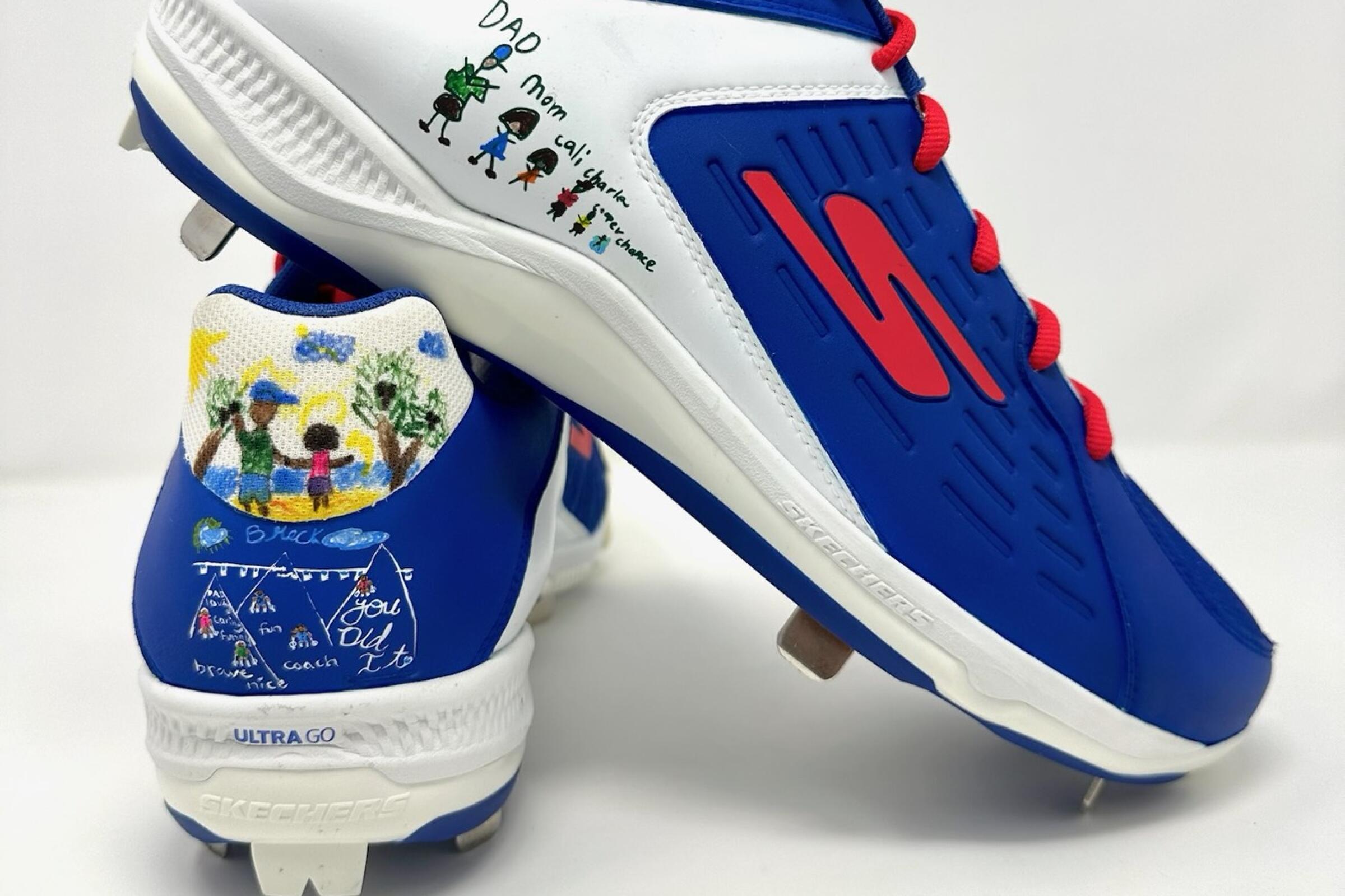 Clayton Kerhsaw's custom cleats for his return to the mound on Thursday feature drawings created by his four children.